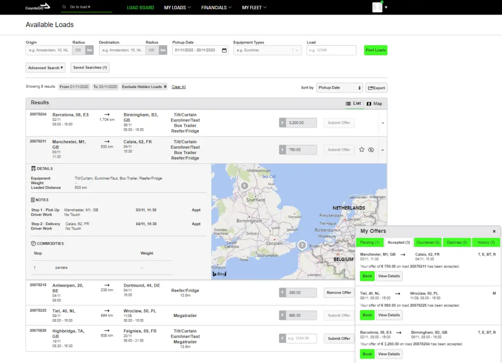 CoyoteGO Carrier chapter 3 load acceptance confirmation - coyote logistics